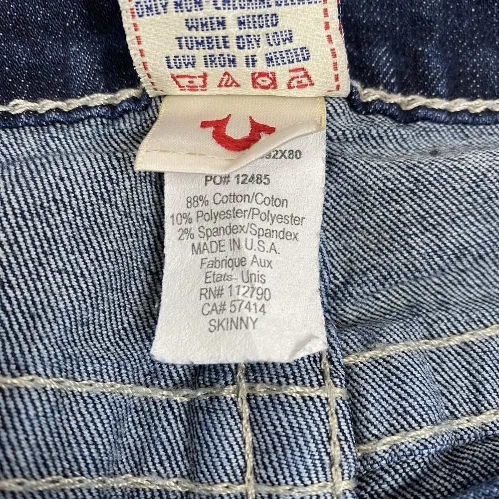 True Religion Jeans Skinny Womens Size 30 Medium Wash 30x32 USA Made Y2K - Picture 7 of 14